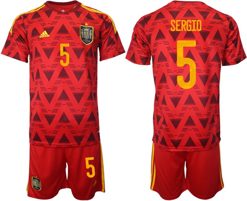 Men 2022 World Cup National Team Spain home red #5 Soccer Jersey
